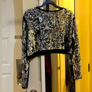 Zara Silver and Black Women's Crop Sweater or Bolero - NWT, size M